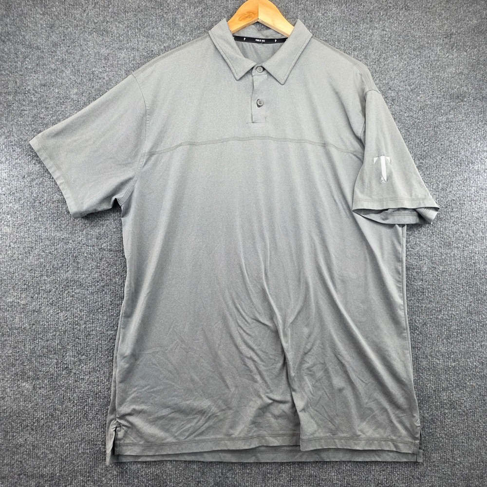Public Rec Mens Go-To Polo Shirt Grey‎ Short Sleeve Stretch Athletic Fit Size XL